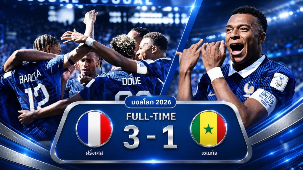 ฝรั่งเศส 3-1 เซเนกัล! เอ็มบัปเป้เบิ้ลสอง พาตราไก่ประเดิมชัยฟุตบอลโลก 2026